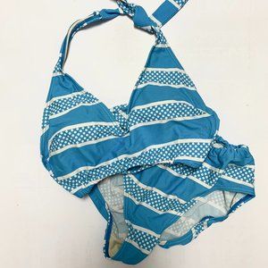 3/$20 Blue Bikini Top & Bottom Tribal Print Medium High Waisted
